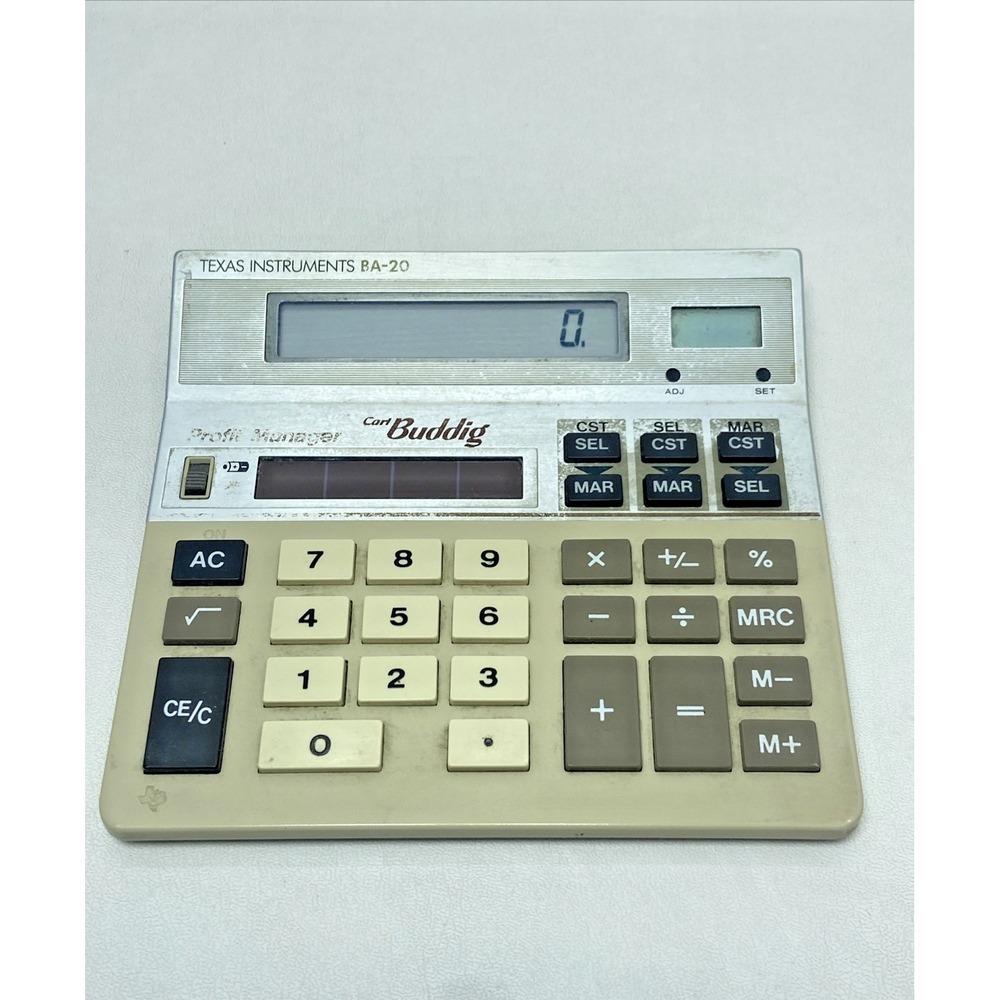 Texas‎ Instruments BA-20 Vintage Carl Buddig Calculator Profit Manager Solar